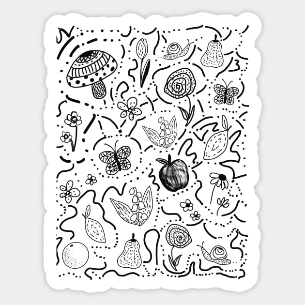 Summer Garden Doodle (Yellow Background) Sticker by Glitteringworld